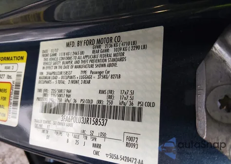 2018 Ford Fusion Hybrid Se from USA, damaged, VIN 3FA6P0LU3JR158537
